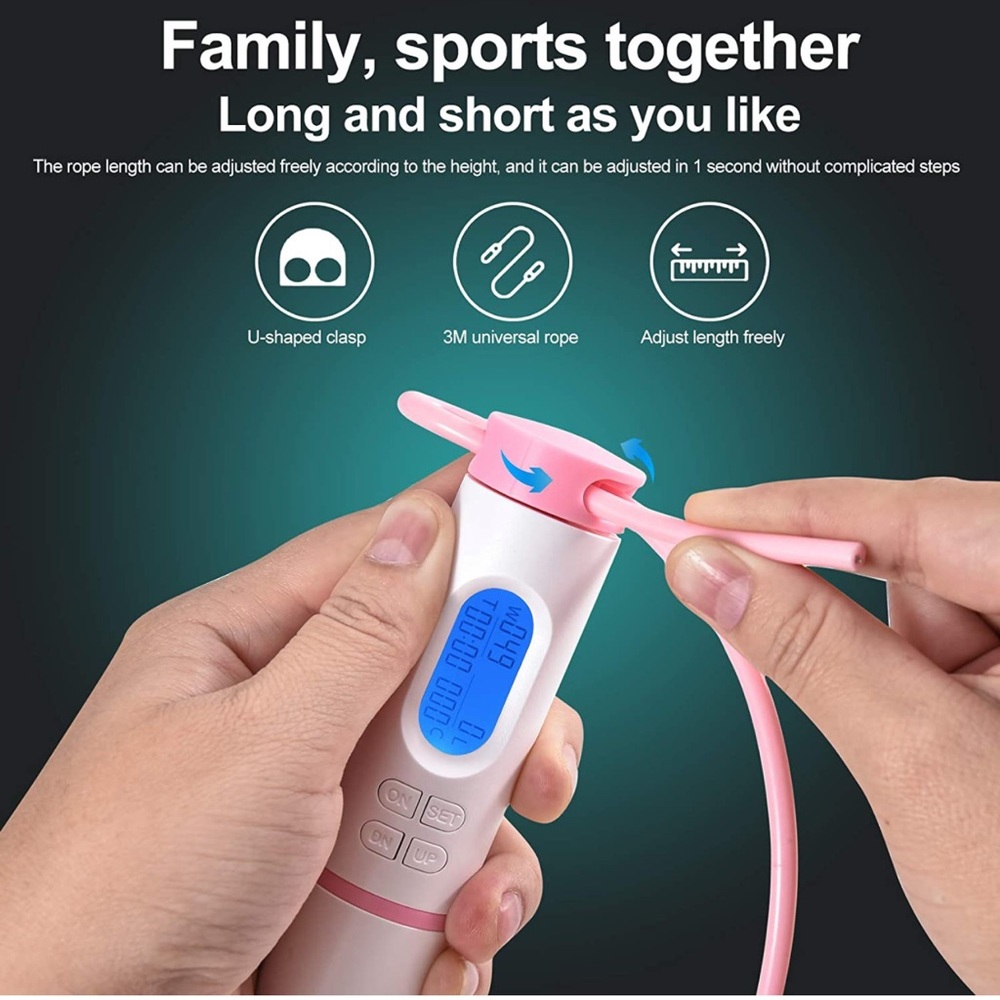Digital Jump Rope with Calorie Counter, Adjustable (Pink) - Picture 6 of 6